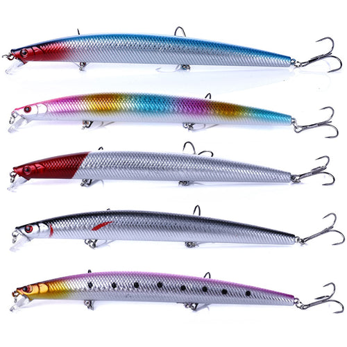 LUCKYMEOW Minnow LuresFishing Lures for BassFishing Tackle CrankBait BassHard Bait Swimbait Fishing LureTopwater Lures for Bass Freshwater/Saltwater Artificial Lures (K:7.08in/0.9oz/5pcs)